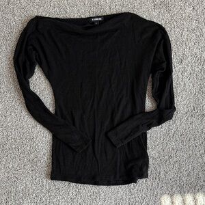 Express Black Long Sleeve Boatneck Top. XXS. Like new.